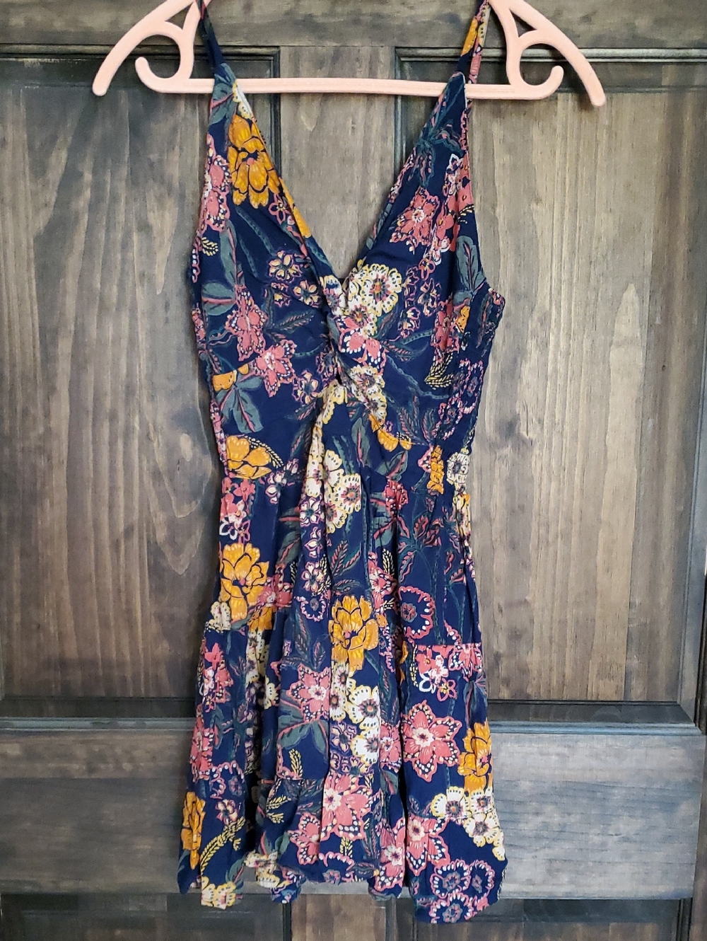 Angie Navy Floral Tie-Front Mini Dress